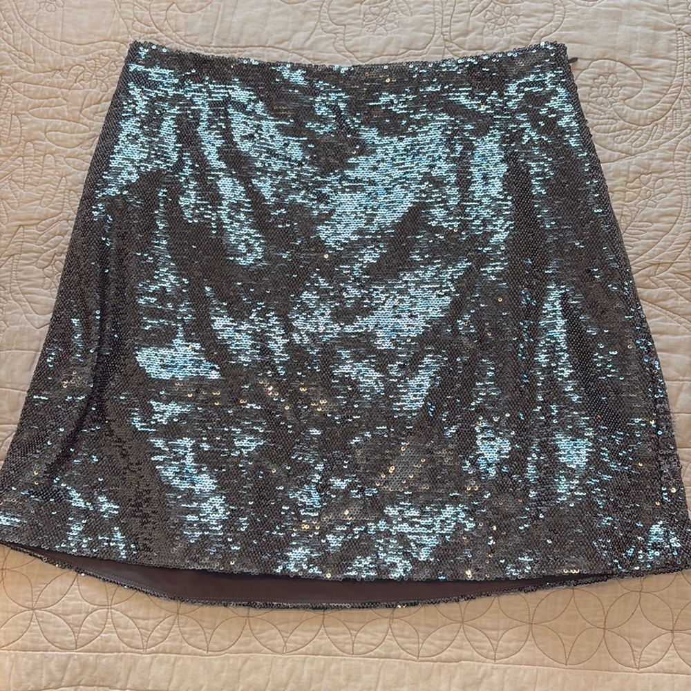 Silver sequin mini skirt